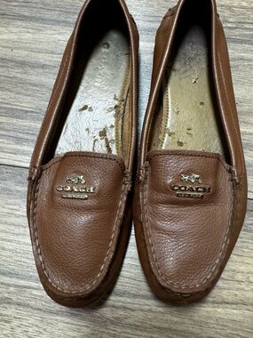 Coach Men's Chestnut Brown Leather Moccasin Slip-On Loafers 5.5
